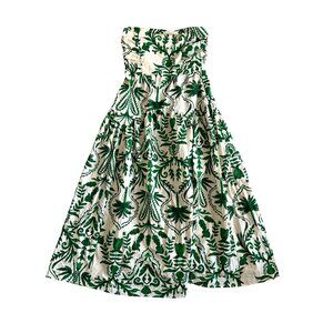 Band Of The Free Womens Small Strapless Green Floral Maxi Dress Smocked Back